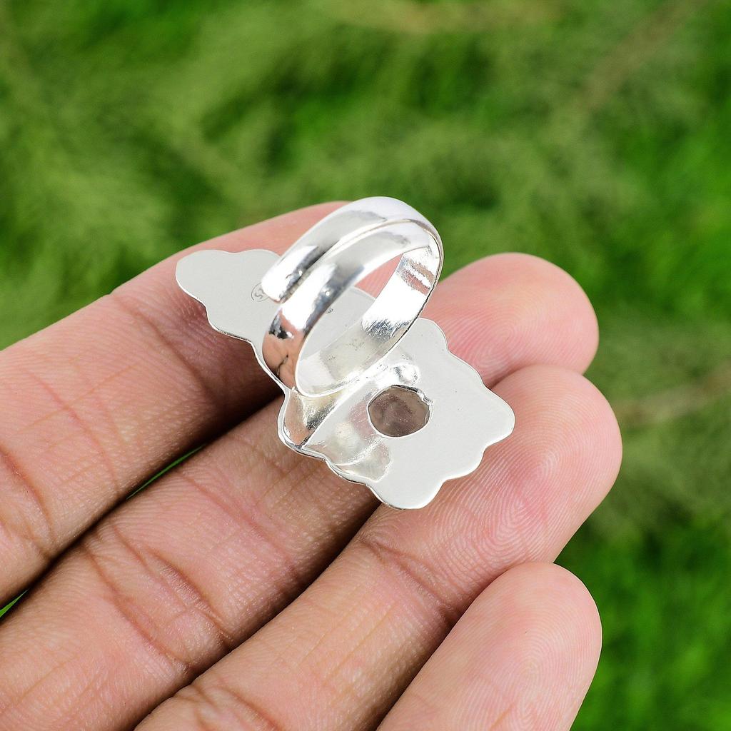 Moonstone Stone Birthday Flower June Stackable Wife Ring Jewelry Sterling Silver