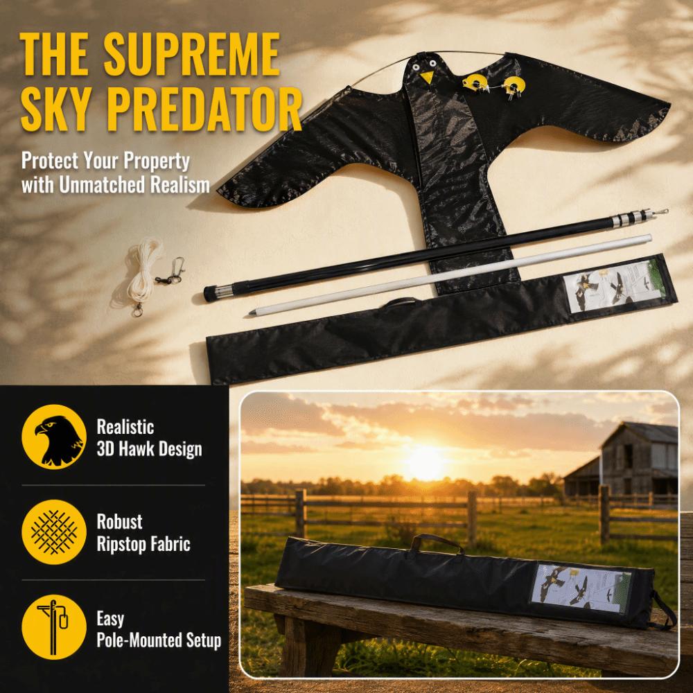 Frightening Hawk Bird Kite with Pole Bird Repellent Eagle Kite Professional Bird Scarer Kite  Farm