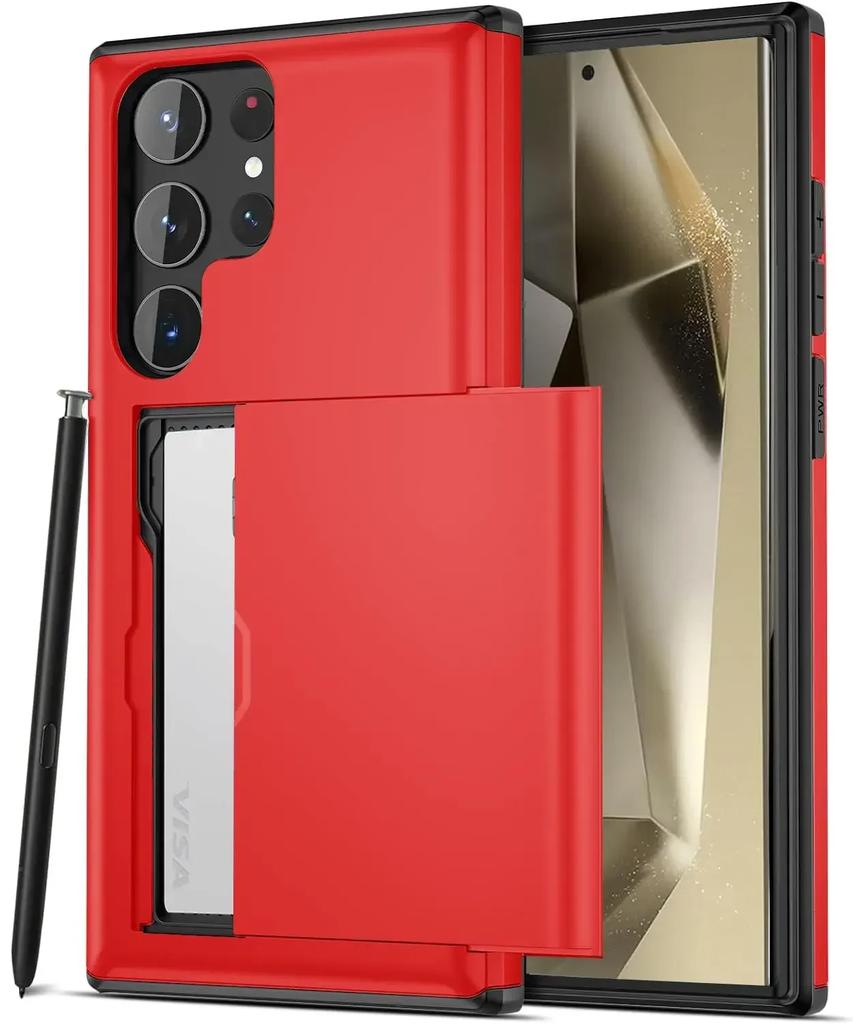 Slim Dual Lay Heavy Protector Case For Samsung Galaxy S26 S25 S24 S23 S22 S21 Ultra Plus FE A55 Hidden Card Slot Wallet Cover