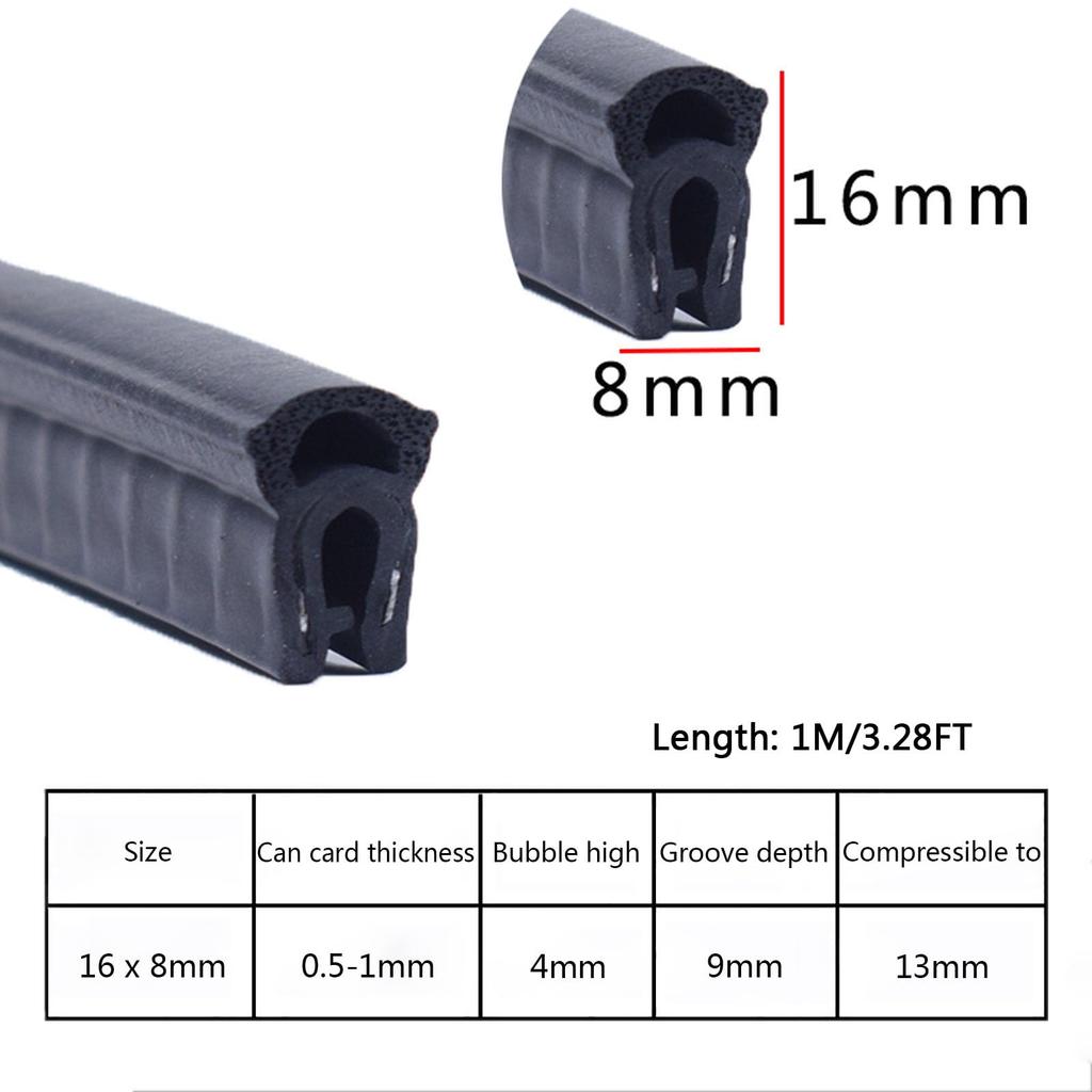 U Channel Edge Trim, Rubber Seal Strip, U Rubber Seal Strip 3.28ft Black Car
