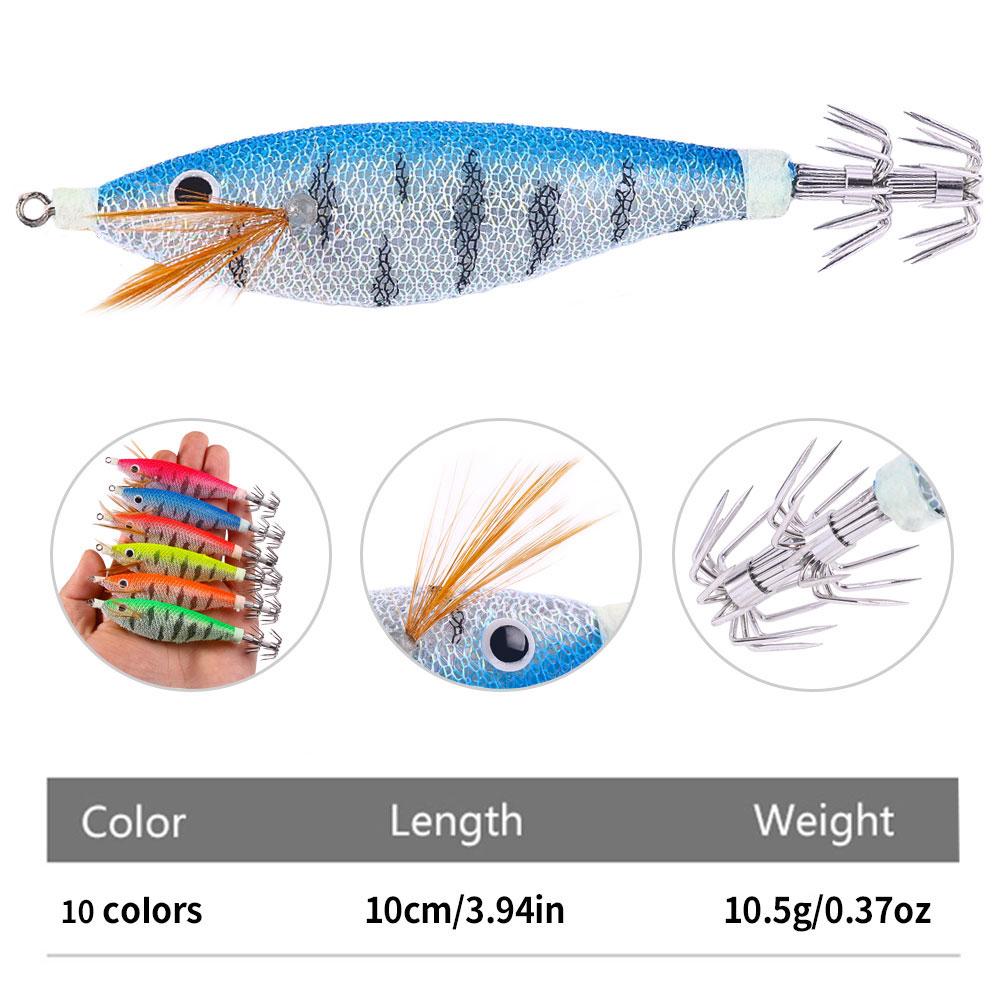 10cm 10g Fishing horizontal Squid Jigs Fishing Lure Artificial Squid Hook Jigging Baits For Sea Fishing Cuttlefish Luminous