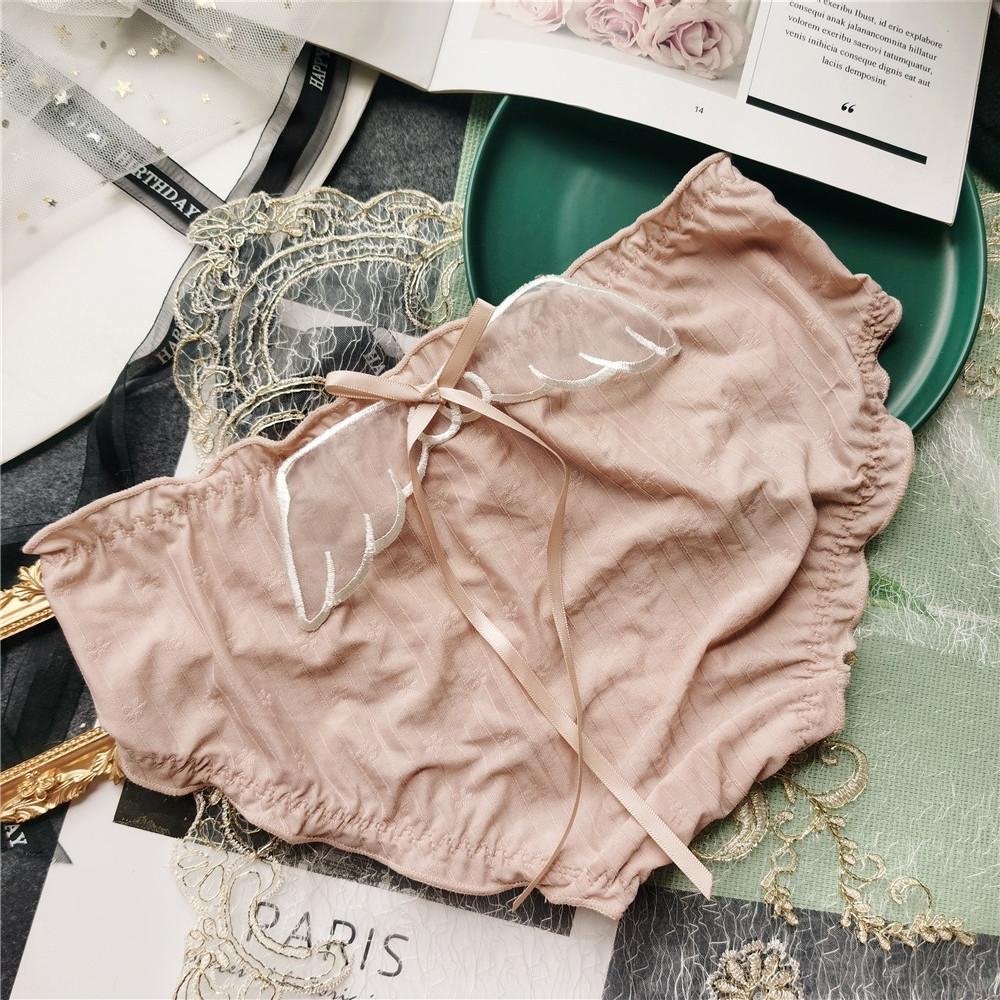 Briefs Cute Elastic Big Jacquard Dark Ice Silk Underwear Sexy Low-rise Women's Panties