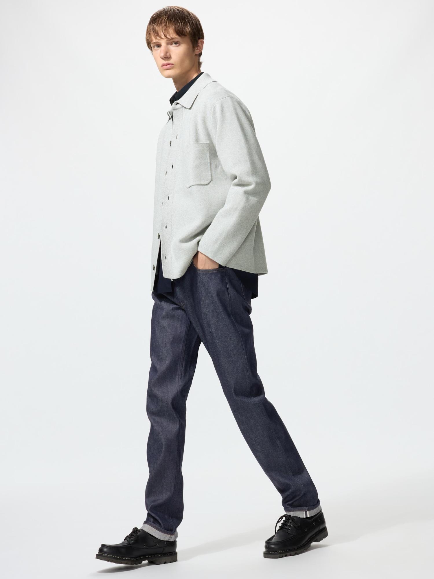 Uniqlo Япония Узкие прямые джинсы Джинсы с кромкой Длинная длина 69 NAVY/44