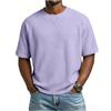 Herren Casual T-Shirt Waffelstrick Lockerer Schnitt T-Shirts für Mann Einfarbige Kurzarm-T-Shirts Übergroßer Schnitt Strukturierter Stoff Rundhalsausschnitt