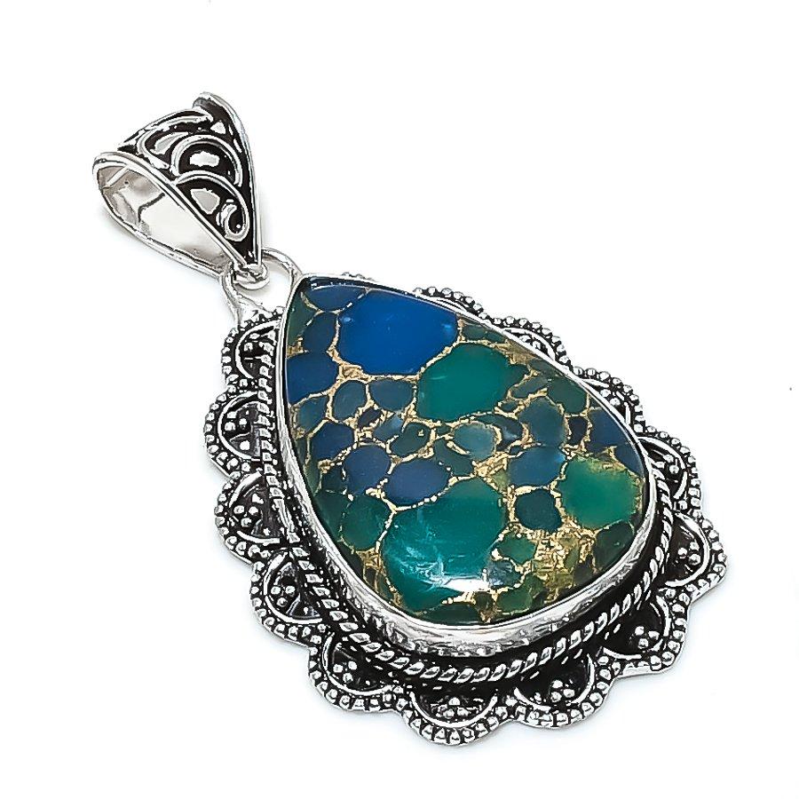 Natural Copper Green Tourmaline 925 Sterling Silver Jewelry Pendant 2.17 ETC-14020