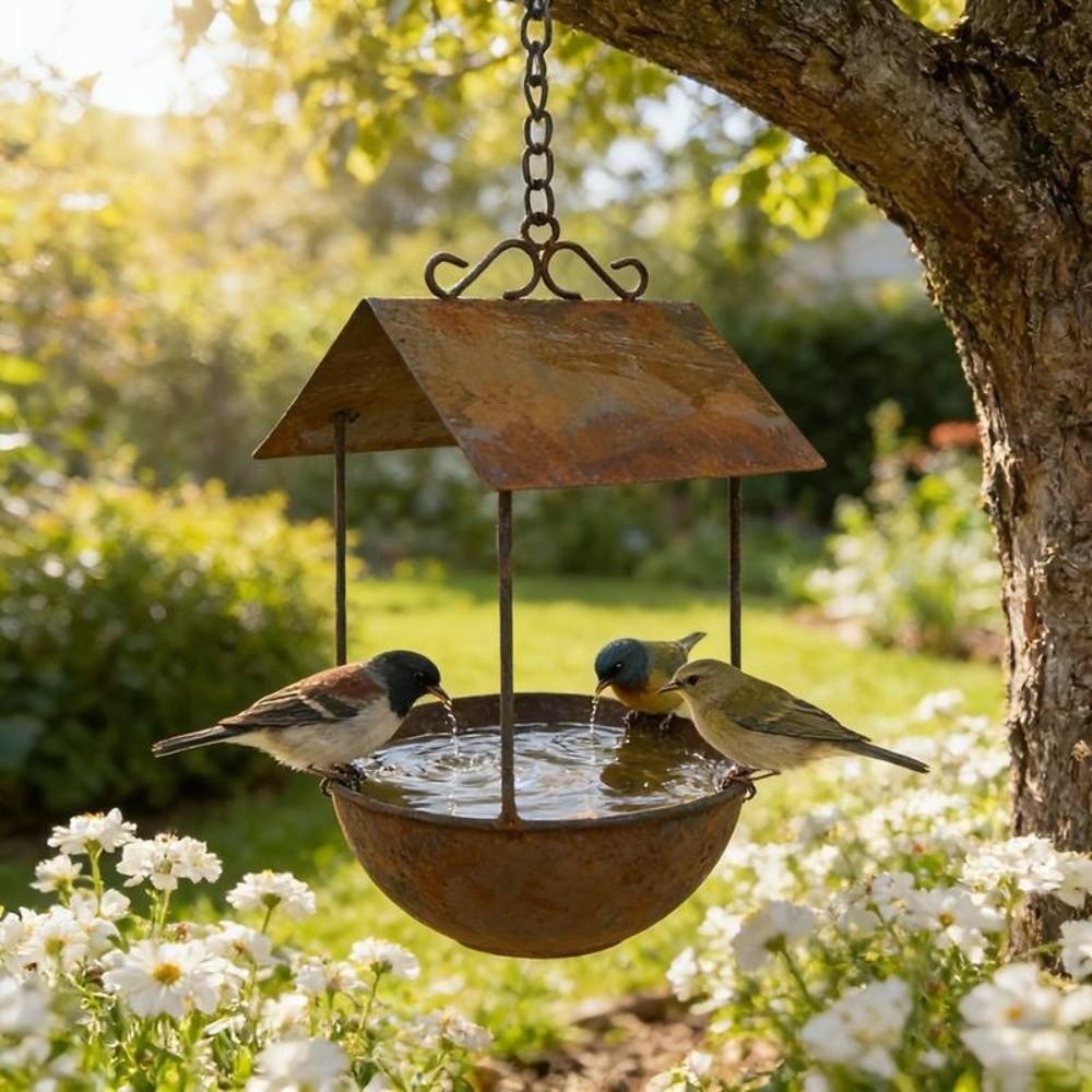 Anti-leakage Automatic Feeding Station Vintage Bird Food Container Bird Bath Feeder  Courtyard