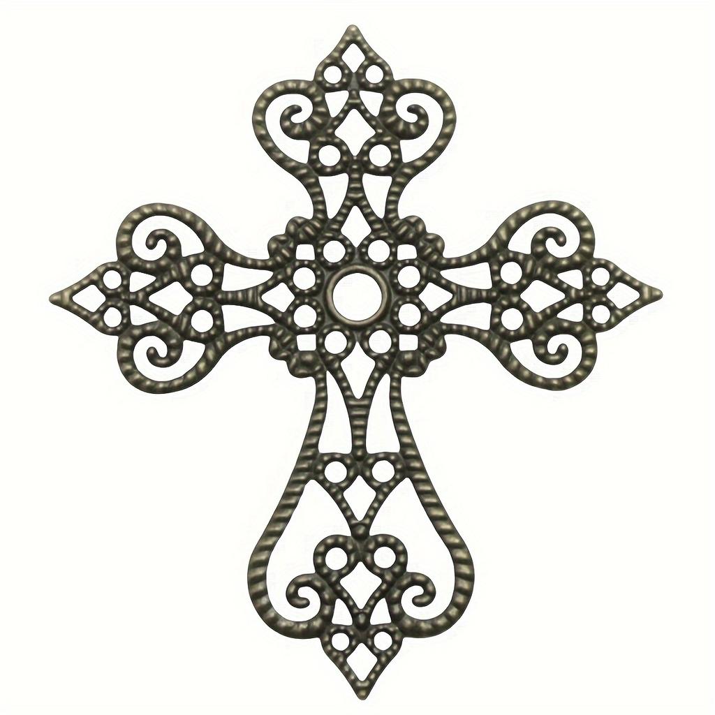 30pcs Vintage Hollow Floral Cross Embellishments - 55x60mm Cast Iron DIY Scrapbooking Corner Decorations - For Crafting & Scrapbooking Enthusiasts