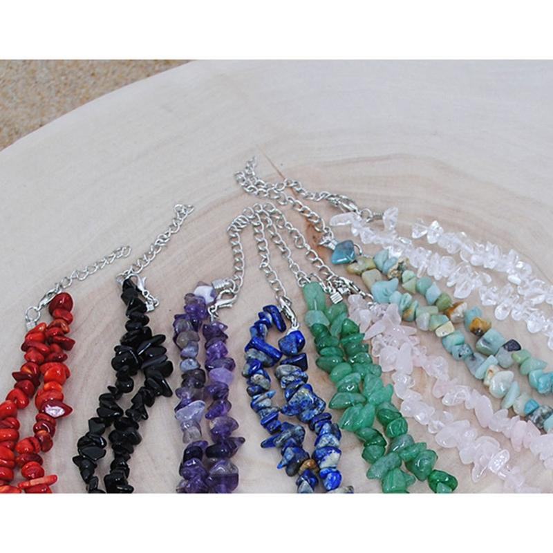 Natural Healing Stones Gravel Beads Short Necklace Female Jewelry Gravel Choker Necklace Holiday Party Necklace for Girl