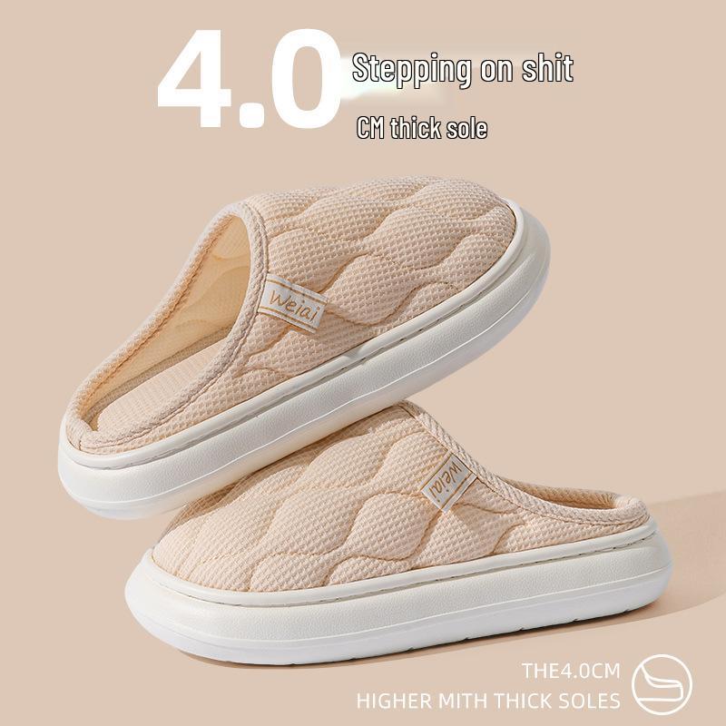 Dámské protiskluzové bavlněné pantofle do interiéru - teplé, s tlustou podrážkou, vhodné na jaro, podzim, zimu a pro muže.