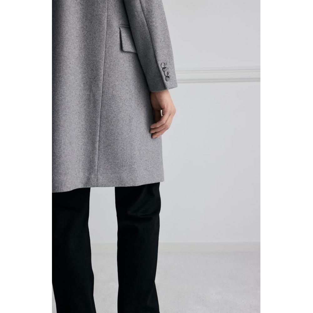 H M Wool Blend Coat Grey Melange