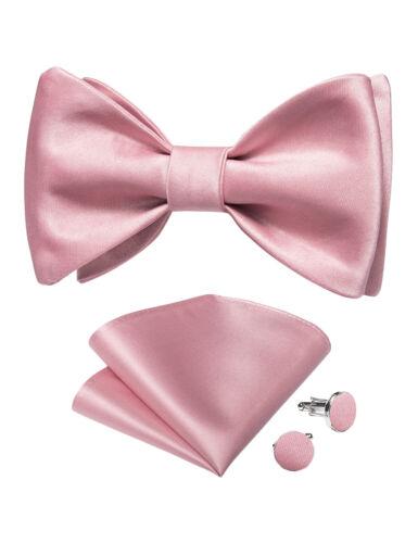 Conjunto de abotoaduras masculinas de seda azul ajustável com gravata borboleta Paisley floral Hanky