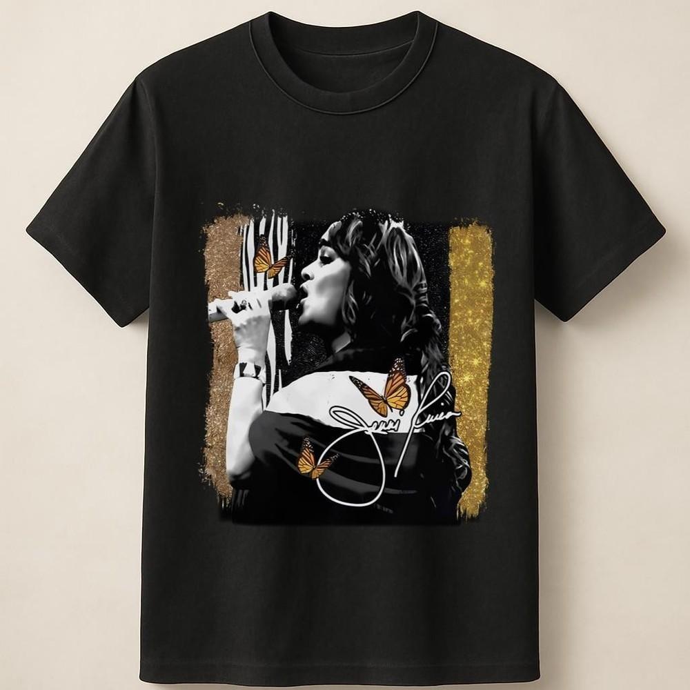 Jenni Rivera Black White Portrait With Monarch Butterfly Art Unisex T Shirt Unisex T-Shirt XXXXL