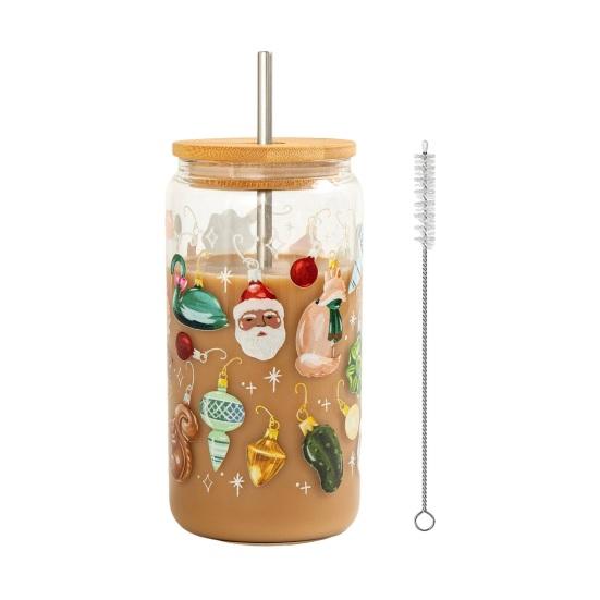Yousheng Color-Changing Festive Tumbler Christmas Beer Can with Brush And Straw Holiday-themed Beverage Container