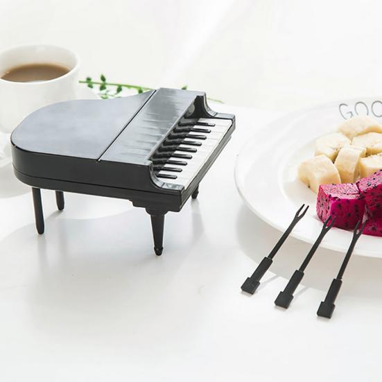 9Pcs Piano Snack Cake Fruit Forks Home Cutlery Dessert Toothpicks Tableware