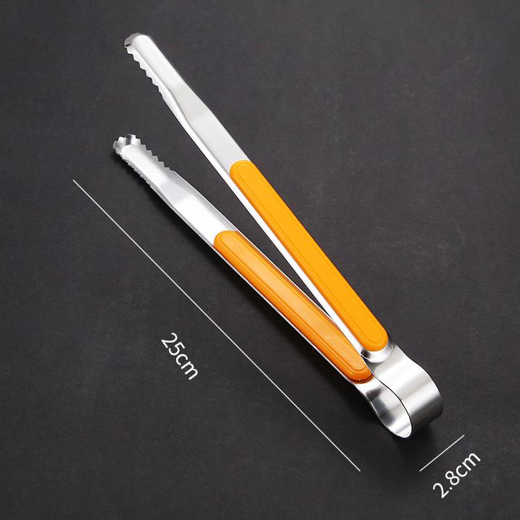 Stainless Steel Food Clip BBQ Steak Bread Salad Picnic Silicone Non-slip Handle Tong Party Portable Kitchen Cooking Baking Tools