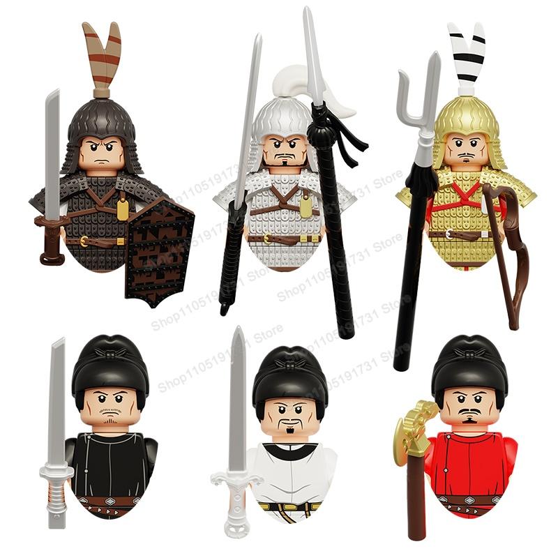 MOC Chinese Soldier Figures Building Blocks Shangzhou Dynasty Qin Dynasty Castle Warrior Knights Army Accessories Bricks Toys
