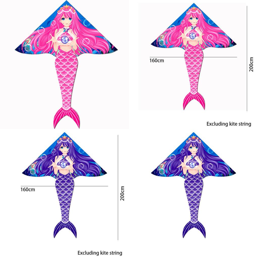 Weifang Hongyun Kite Children Cartoon Mermaid Kite New Triangle Light Breeze Flying Girl Goldfish Swallow 1.6m Mermaid [pink]
