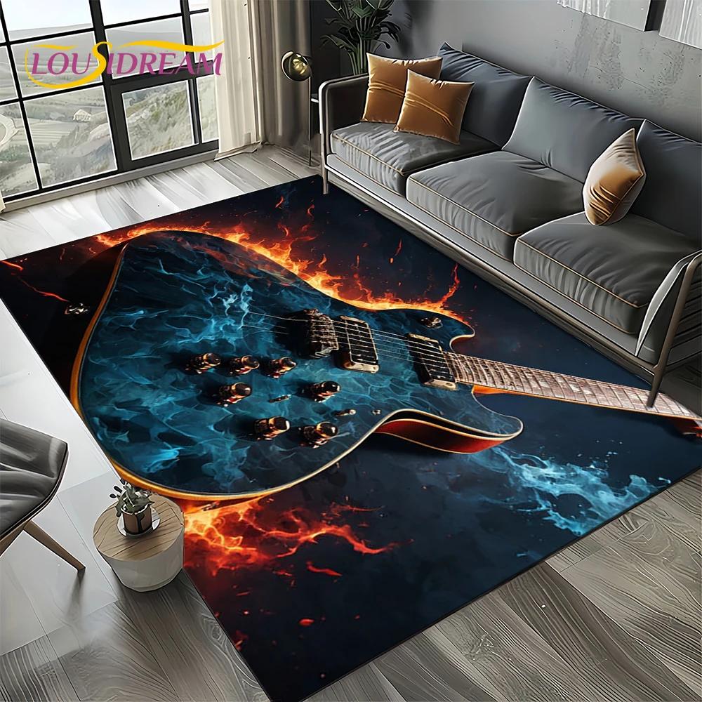 

27 Style New Skull Electric Guitar Classical Guitar Carpet Rug for Living Room Bedroom Home Sofa,kid Area Rug Non-slip Floor Mat 40x60cm( 15x23in )