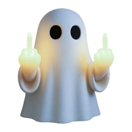 LED Lamp Middle Halloween Ghost Figurine Night Finger Statue with Light