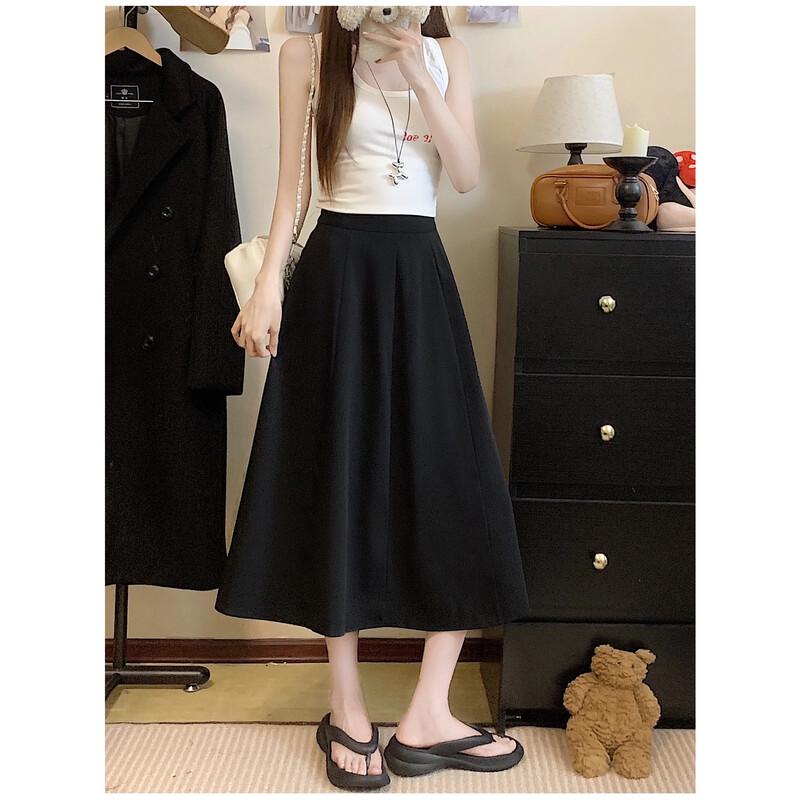 Women s High Waist Pleated Mid-Length Skirt M