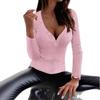 2023 Autumn/Winter V-Neck Solid Color Hollow Long-Sleeved Women's Knit Top