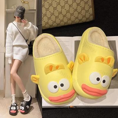 Moda 2024 Novo Outono Inverno Bonito Peixe Pelúcia Chinelos Mulheres Indoor Fofo Quente Slides Senhoras Engraçado Antiderrapante Impermeável Desenho Animado Sapatos