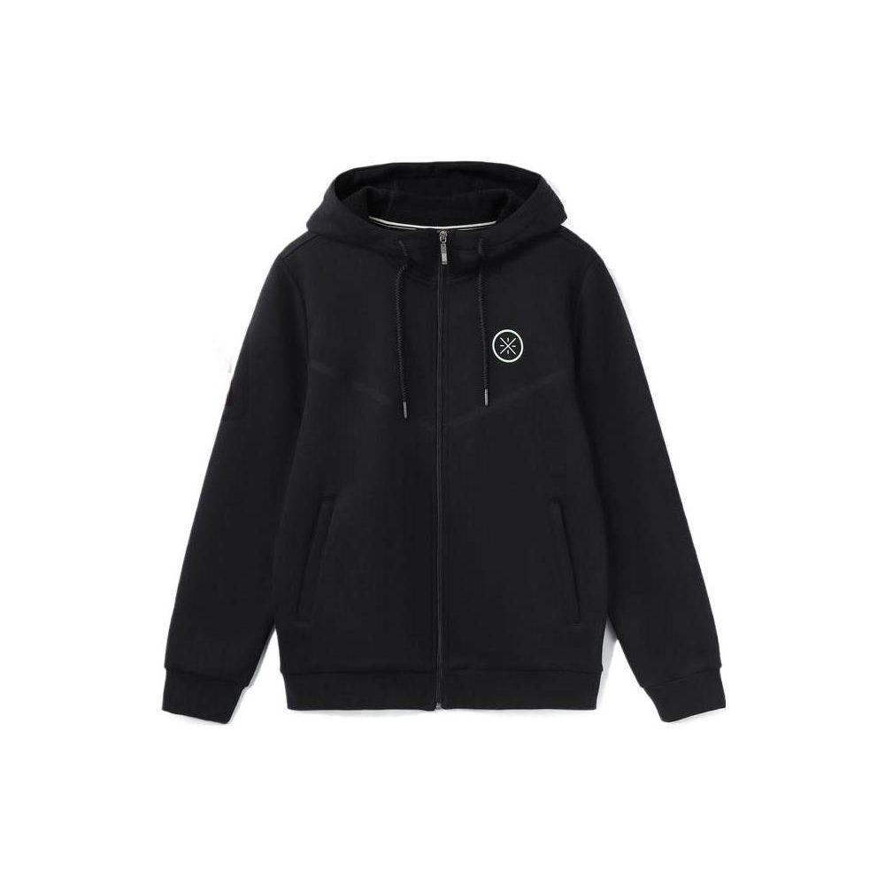 Li Ning Wade Collection Sweatshirts Men's Black Hooded Thickened Cardigan AWDR843-1