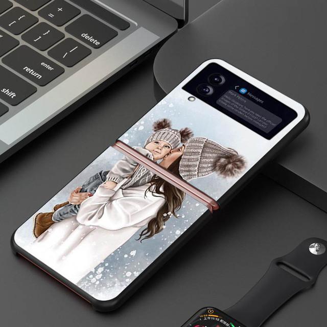 

Чехол для телефона Samsung Galaxy Z Flip 3 5g Zflip, черный жесткий чехол Super Baby Mom, защитный чехол с принтом для Z Flip3 Zflip3 for Samusng Z Flip3