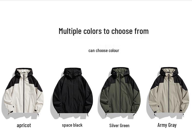 Trendy Spring & Fall Splash-Proof Hooded Jacket for Couples - Street Style Outdoor Casual Wear