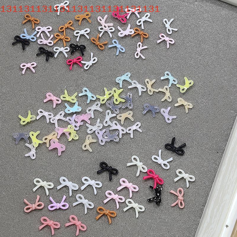 50Pcs Mixed Mini Bow Nail Charms Colorful 3D Resin Bowknot Nail Art Decoration Handcraft Accessories For DIY Manicure Salon