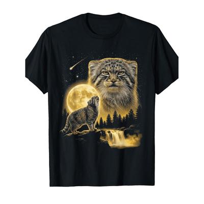 Pallas's Cat Howling To The Moon Meme Funny 90's Cat Lover T-Shirt