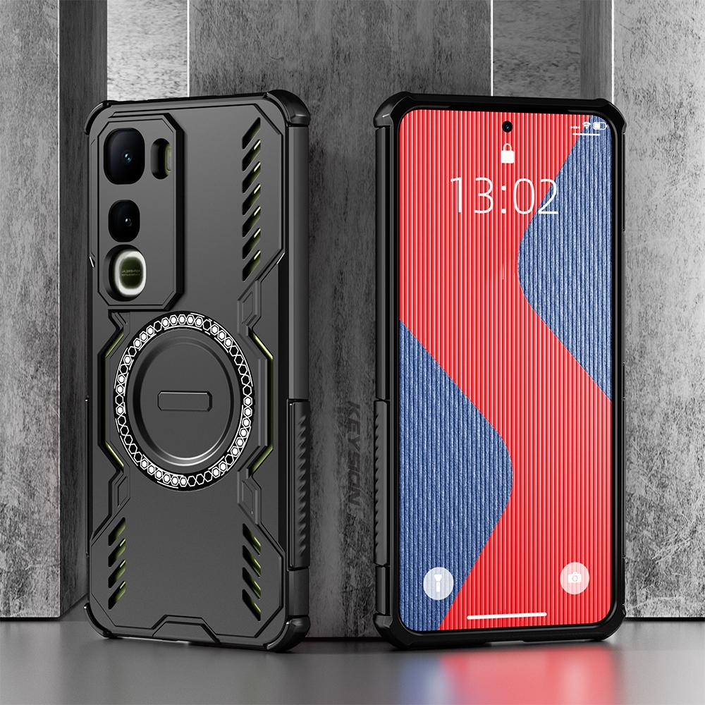 KEYSION Hollow Heat Dissipation Case for IQOO Z10 Lite Soft Silicone+PC Magnetic Cooling Shockproof Phone Cover for IQOO Z10 Lite
