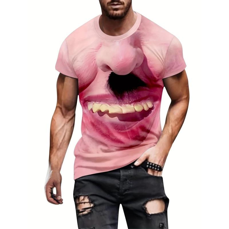 Letní pánské tričko Vtipný potisk Krátký rukáv Letní outdoorová móda Kulatý výstřih Topy Pánské oblečení Abstraktní umění