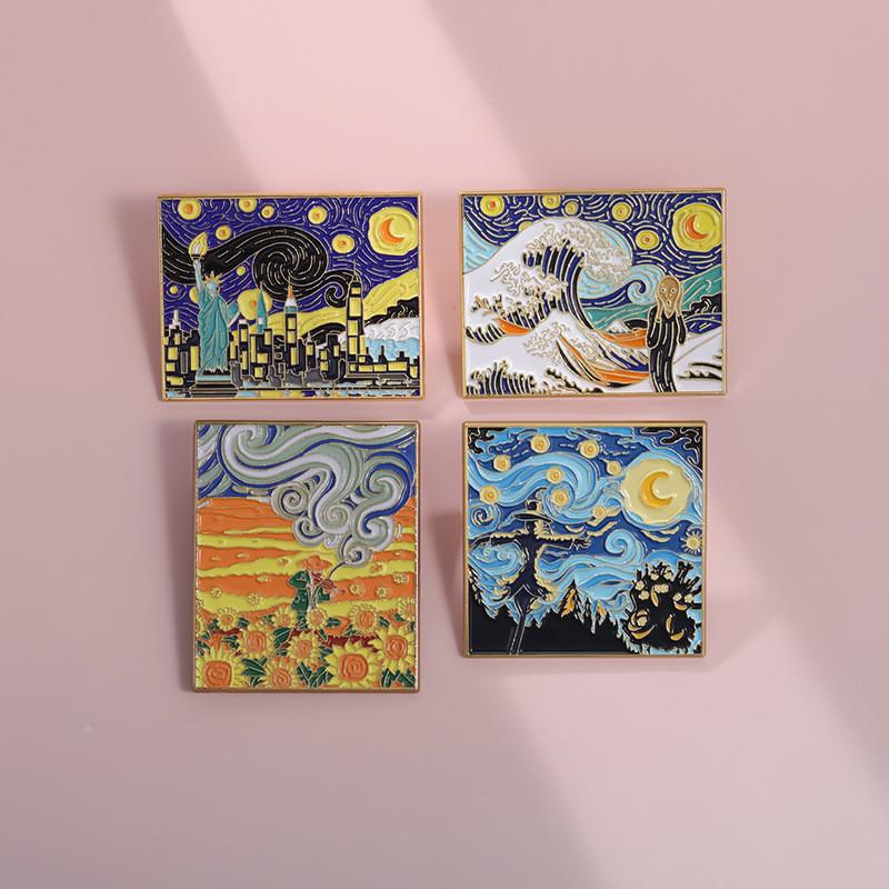 Unique Cartoon Inspired Artistic Brooch With Dreamy Starry Sunflower Design For All