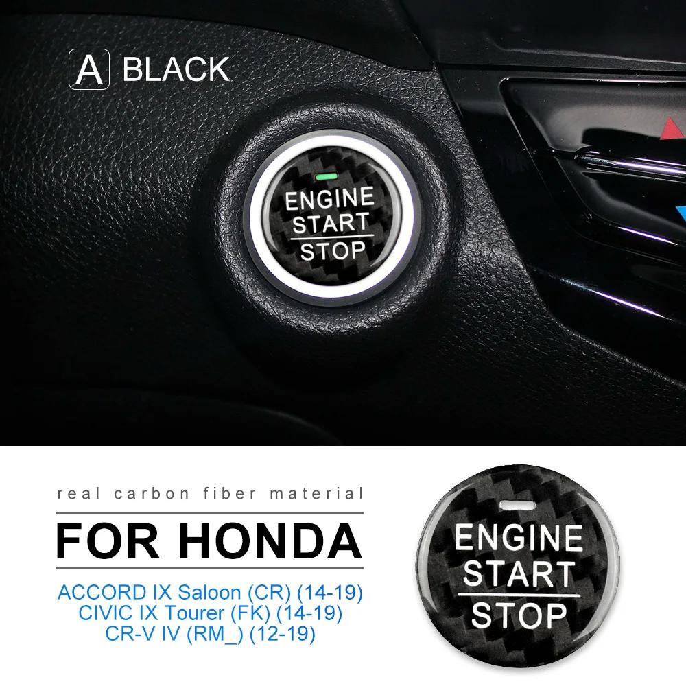 For Honda Civic IX Tourer CRV CR-V 4 Carbon Fiber Accord Accessories Interior Trim Car Engine Start Button Sticker Car Styling