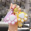 Cute Cat Paw Keychain with Heart Pendant - Cartoon Style Backpack & Car Key Accessory, Perfect Small Gift for Girls