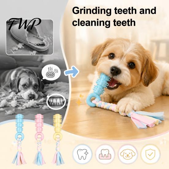Braided Cotton Rope Dog Toys Spiky Chew Toy with Rope, Pet Molar Stick Toy, Interactive Small Medium for Dogs Teeth Cleaning Stress Relief Training