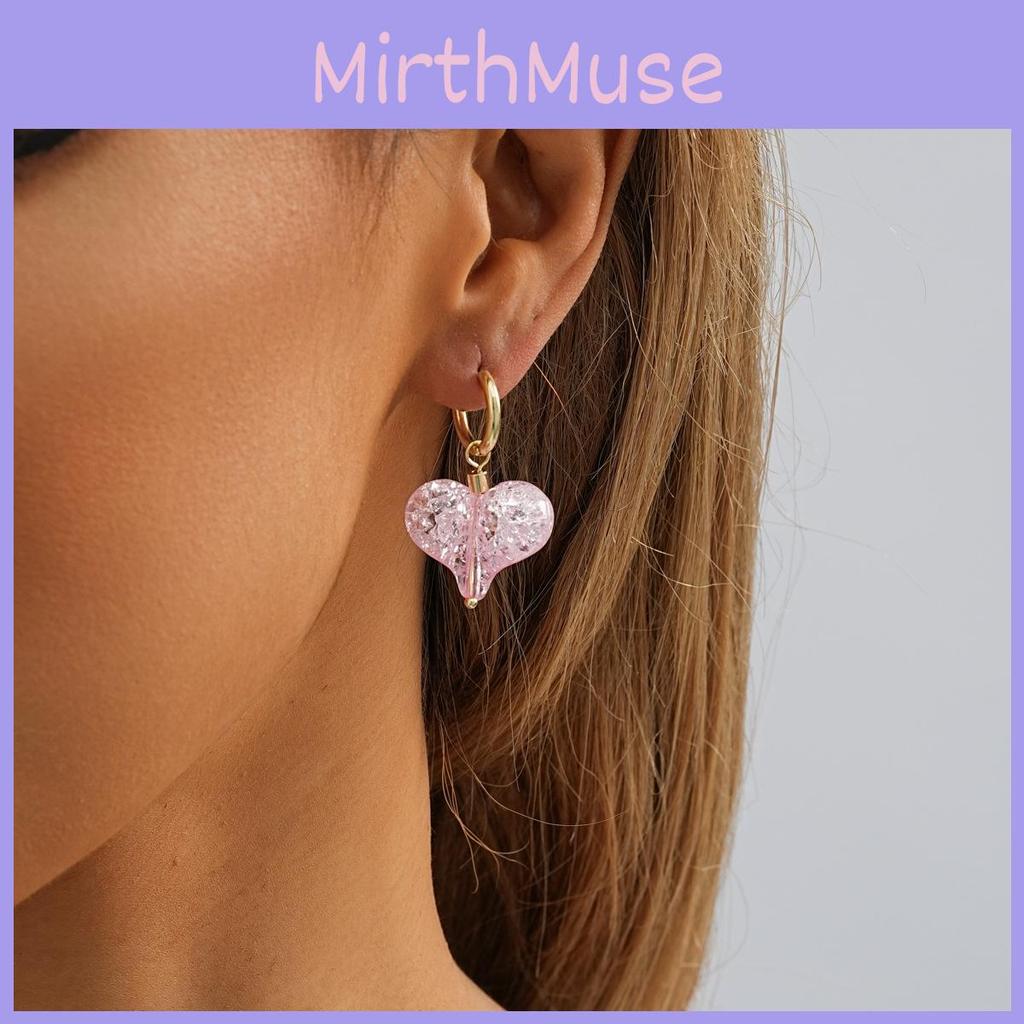 Pink Heartshaped Unique Hoop Earrings For Women Trendy European And American Style