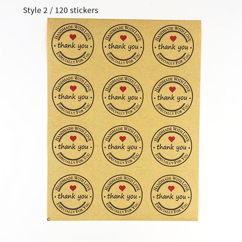 120 Stickers Kraft Paper Thank You Stickers3.8cm Thank youSealing Sticker Adhesive Label Stickers
