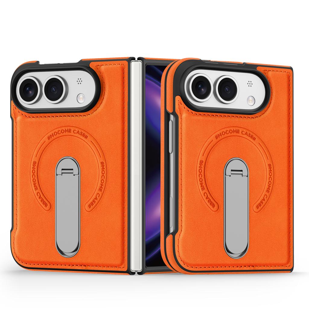 360 Rotating Magnetic Kickstand Skin Feel Leather Case for IPhone Ultra 18 Fold Wide Shockproof Wireless Charge Slim Fit Cover