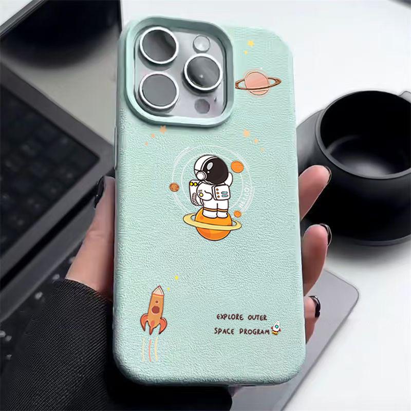 Rocket Astronaut Case For iPhone 16 Pro Max 15 14 13 12 11 Shockproof Slim Soft Silicone Case Cover