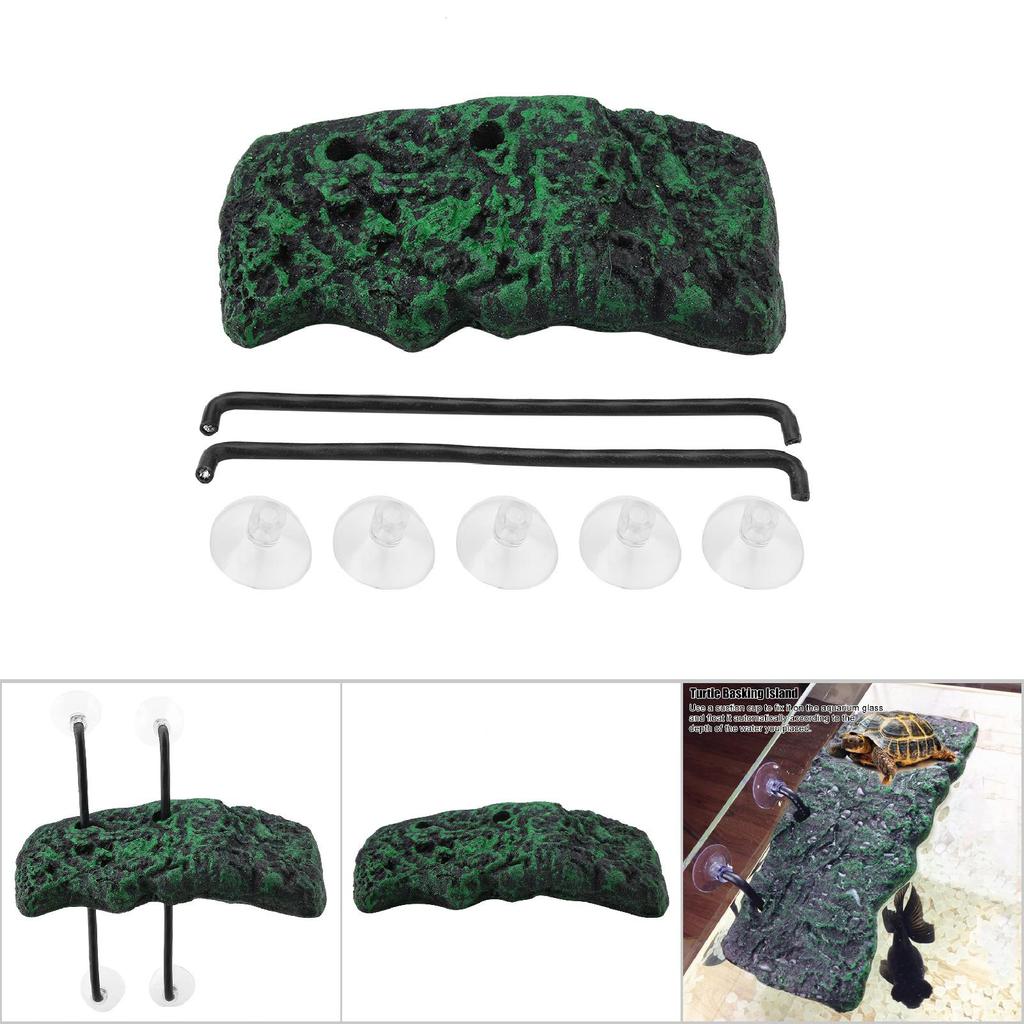 Automatic Water Turtle Basking Floating Island with Suction Cup for Semi Aquatic Animals