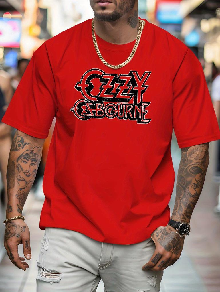 Ozzy Logo Printed T-shirt Heavy Metal Fitness Street Style Men's and Women's Summer Leisure Sports Pure Cotton Short Sleeves