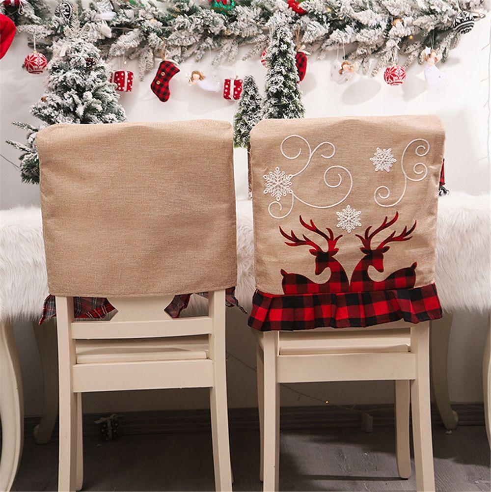 Decor Santa Claus New Year Kitchen Supplies Christmas  Decorations Chair Covers Chair Seat Cover