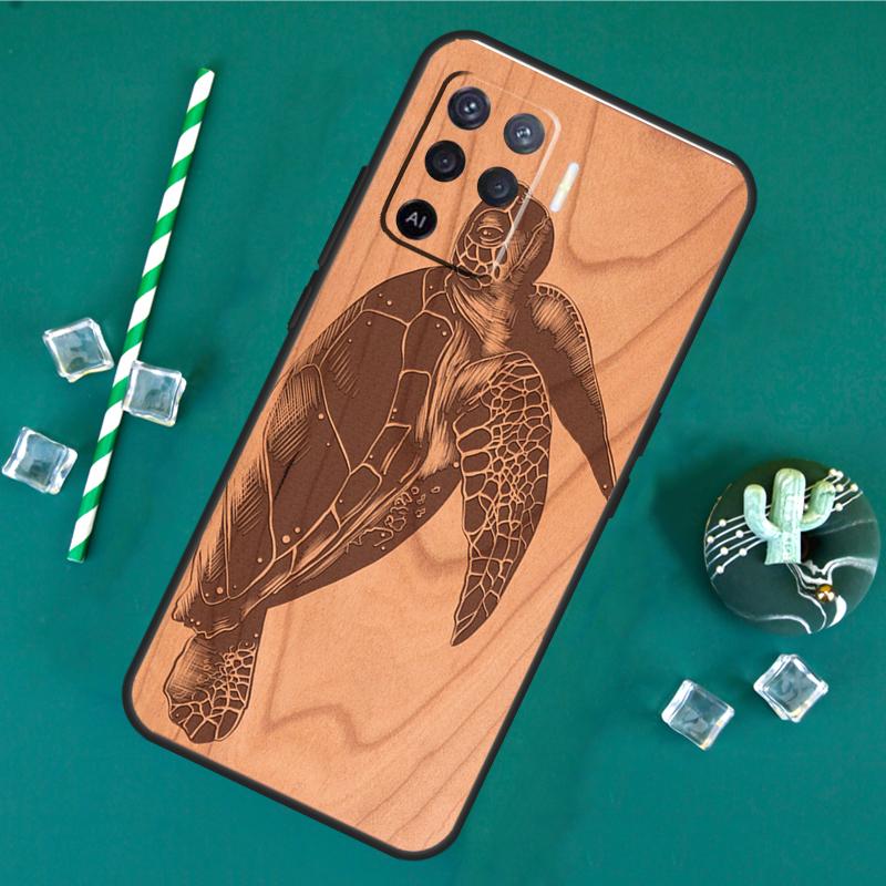 Turtle Wood Pattern Case For Oppo A80 A40 A60 A16 A76 A96 A91 A15 A17 A74 A94 A54 A57S A18 A38 A58 A78 A98 Cover
