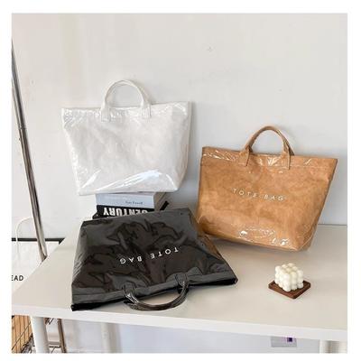 Fashion Retro DuPont Paper Bag Women's New Commuter Large-capacity Kraft Paper Handbag Shopping Bag Tide