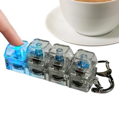 Stress Relief Keychain Toy Gifts 4 Keys Led Keycap Toy Keyboard For Children Adults Transparent Colorful Lights Clicker Buttons
