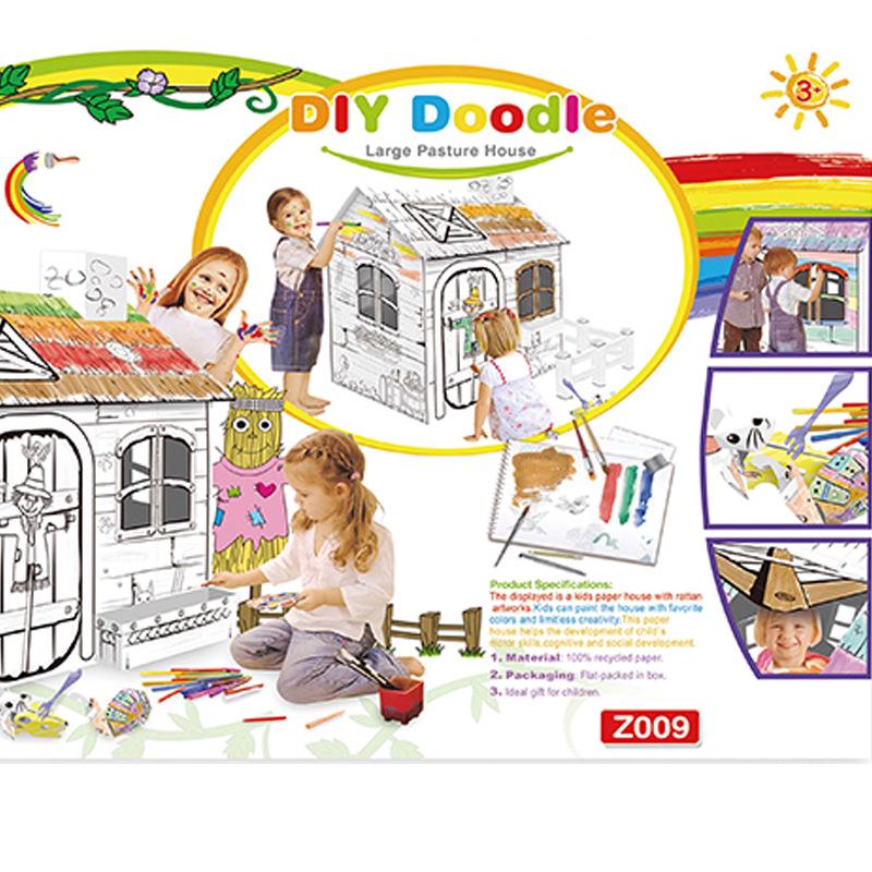 DIY Cardboard House Model: Early Education Puzzle & Painting Toy for Kids