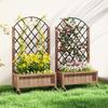 Wooden Planter, with Metal Trellis - Brown/Black
