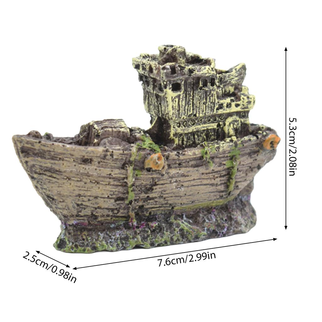 Aquarium Fish Tank Decorations Landscape Pirate Ship Wreck Ship Decor Resin Boat Ornament Aquarium Accessories Decoration